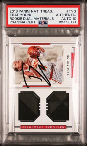 2018 National Treasures Trae Young Rookie Dual Materials PSA 10 Auto RPA /99 