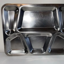 Vintage USMC Military Stainless Steel Cafeteria Mess Hall Divided Food Tray