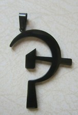 Large Black Hammer and Sickle Stainless Steel Communist Party Emblem Pendant