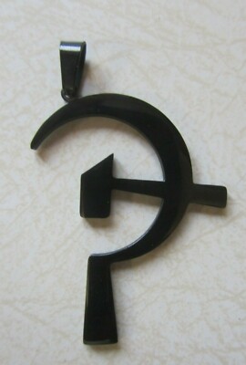 Großer schwarzer Hammer und Sichel Edelstahl Kommunistische Partei Emblem Anhänger 