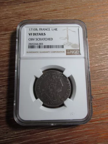1710& France Silver 1/4 Ecu NGC VF Details