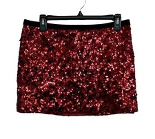 Vintage Betsey Johnson Sz SMALL S Red Sequin Mini Skirt Made In USA