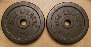 Lot De 2 Petites Plaques De Poids Vintage Jim Taylor - 1,25 Lb (1 1/4 Lb) - Trou Standard 1"