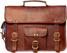 Brown Genuine Vintage Leather Messenger Laptop Briefcase Satchel Women Men Bag
