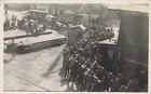 US MILITARY SOLDIERS LINED UP IN FRANCE REAL PHOTO POSTCARD 1910s RPPC WW1 ERA