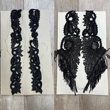Antique Jet bead Mourning trim for mantle cape, as is, for repair or crafts