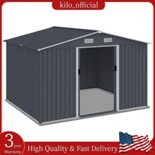 8'x10' Outdoor Storage Shed Tool Sheds Heavy Duty Storage House w/ Sliding Door
