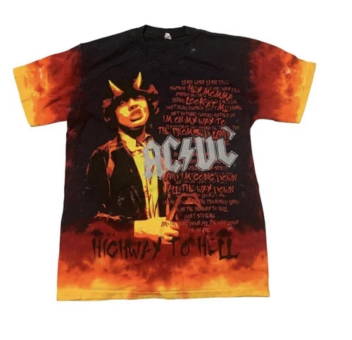 ACDC Highway To Hell Tour Concert Rock Band Dye AOP Vintage vintage concert t-shirt, vintage, single stitch, B+ condition