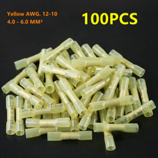 100pcs 12-10 Gauge AWG Heat Shrink Butt Wire Crimp Connectors Terminals Yellow