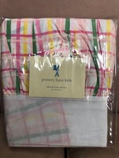 Pottery Barn Kids Natalie Plaid Percale Twin Bedskirt NIP