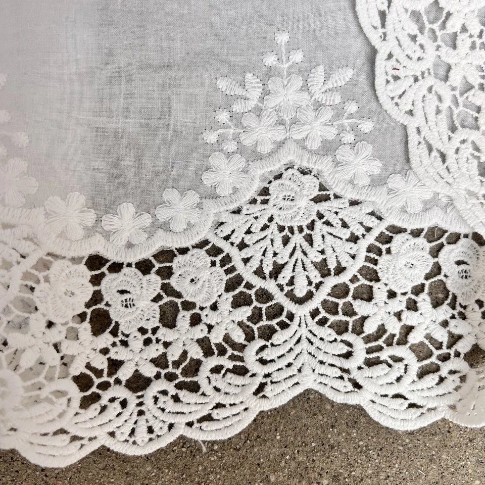 Ribete de encaje de algodón bordado 7,5-14 pulgadas (19-35 cm) de ancho para novia, ganchillo Foto 2 de 4