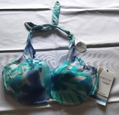 Contours By COCO Reef Capri Blue Swim Bra Size 12/36D
