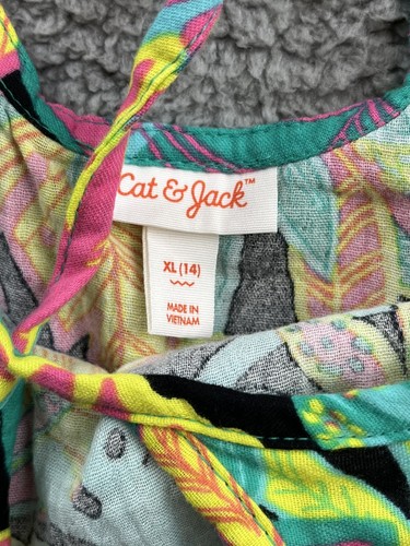 Cat & Jack Girl's Size XL (14) Gauze Sleeveless Tank Top Black Tropical - Picture 5 of 7