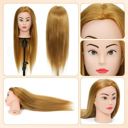 24'' 60% Real Hair Training Head Salon Hairdressing Mannequin Doll w/ Braid Set - Picture 6 of 11