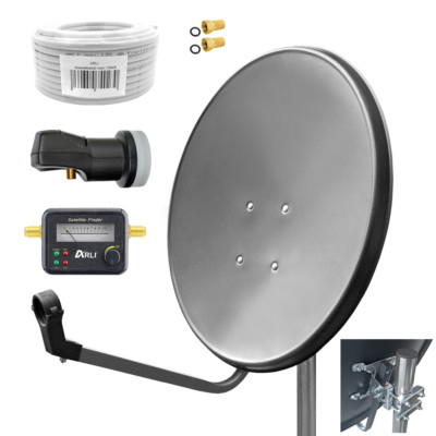 60cm HD Digitale Sat Anlage Single LNB Satfinder 10m Kabel 1 Teilnehmer 4K UHD