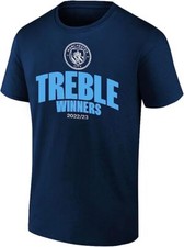Manchester City 2023 Treble Winners Adult Champions T-Shirt Navy Mens