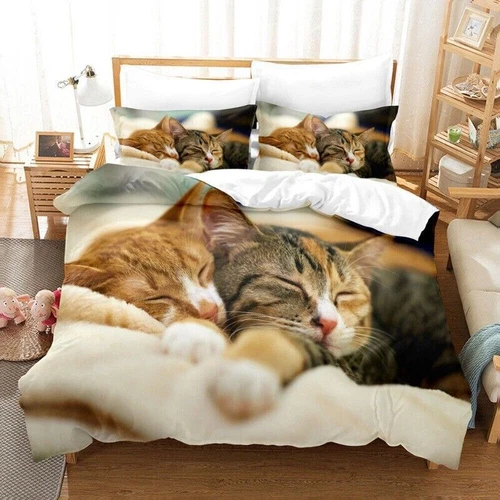 Set letto copripiumino gatto singolo/matrimoniale/re/super king materiale adatto alla pelle - Foto 18 di 37