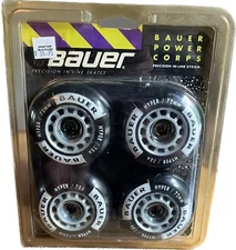 NEW VINTAGE BAUER HYPER 4 REPLACEMENT Black 72mm ZYTEL WHEELS IN-LINE SKATES 78A
