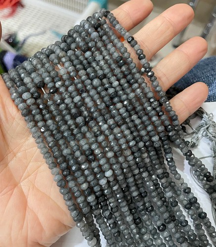 2X4mm faceted jade rondelle small beads 15.5" - Picture 7 of 56