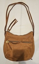 Margot New York Cognac Genuine Soft Leather Slim Crossbody Shoulder Bag