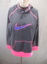 NIKE Therma-Fit Size L Womens Pocket Fleece Lined Thumbhole Athletic Hoodie 073