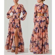 Anthropologie   ASTR the Label Lively Floral Plunging V-Neck Cutout Maxi Dress S
