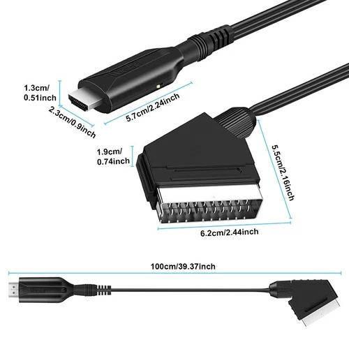 SCART auf zu HDMI Adapter Kabel 1 Meter Konverter Wandler HD Video Audio HD TV - Bild 5 von 6