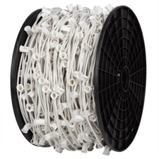 1000' C7 Christmas Light Spool White Wire 1000 Sockets SPT-1 Wire 12” Spacing