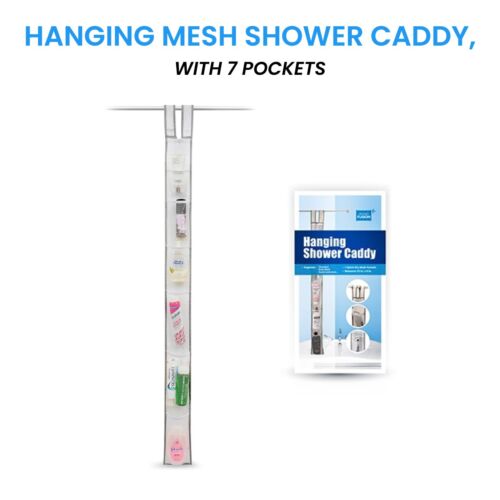 Hanging Shower Caddy with 7 Quick Dry Thick Mesh Pockets Bathroom Organizer - Picture 1 of 12