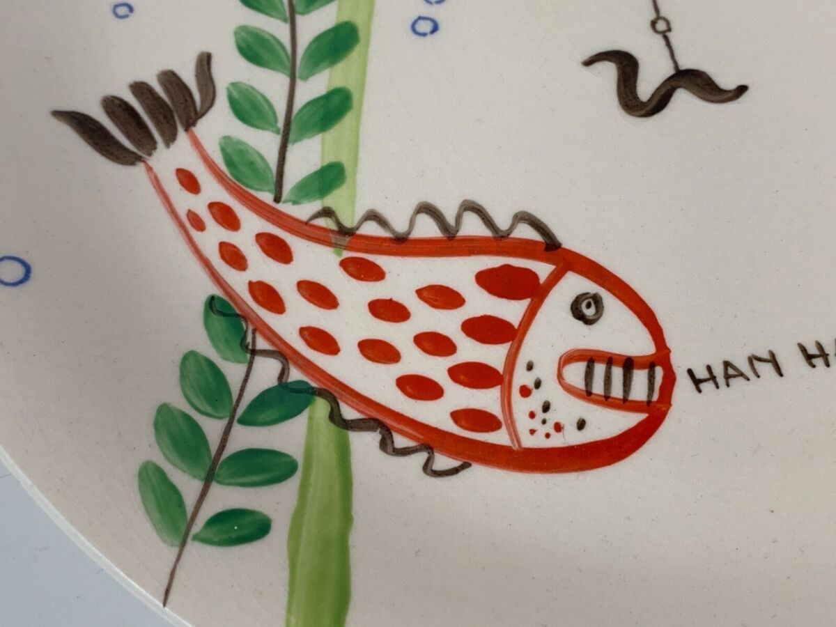 Vintage Gustavsberg Swedish Hand Painted Fish Plate X “Löja Vintage Gustavsberg Swedish Hand Painted Fish Plate X “Löja