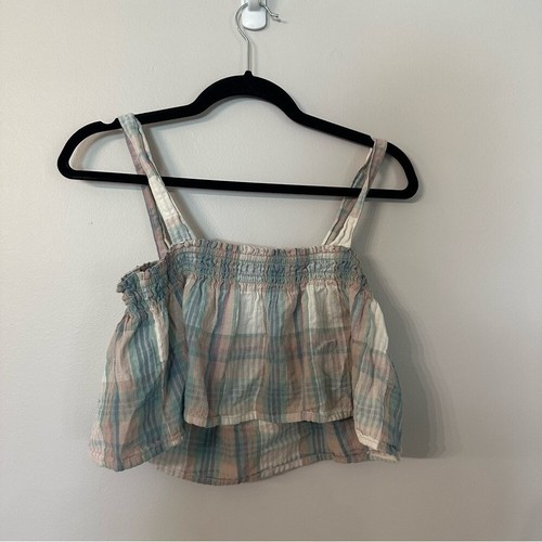 American Eagle Sleeveless Plaid Cotton/Linen Blend Crop Top Size XS GUC - Picture 7 of 7