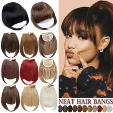 US Real Thick Hair Bangs Clip In Hair Extensions Topper With Fringe for Human