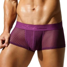 SEOBEAN New Men's translucent Boxer Brief Underwear Comfortable polyester Boxer