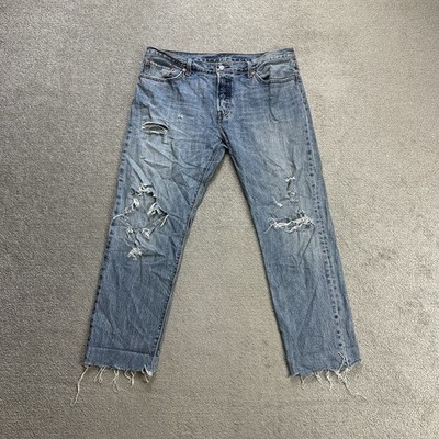 LEVIS Jeans 501 CT Herren Vintage Hose W32 L34 Custom Destroyed 21918 Blau Denim
