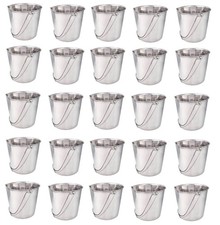 25 Pail Feed and Water Bucket Bulk Packs Flat Sided Stainless Steel Farm Kennel