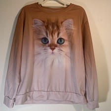Ladies Cat Sweater Size S Great Condition Brown Pink