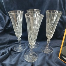 Set of 4 crystal champagne flutes Palais Germany 24% lead crystal in box