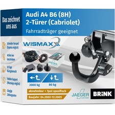 ANHÄNGERKUPPLUNG für Audi A4 B6 Cabrio 02-05 abnehmbar BRINK +7pol E-Satz JAEGER