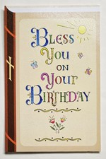 Bless You On Your Birthday / Greeting Card Large Format incl. Envelope 5.5 8" 
