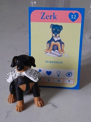 Rare Vintage Puppy In My Pocket W/Card MEG INC 1994 Number 32 Zerk Doberman
