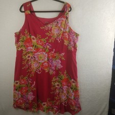 Merona Red Floral Sleeveless Fit & Flare Dress Womens Plus Size 1 Scoop Neck