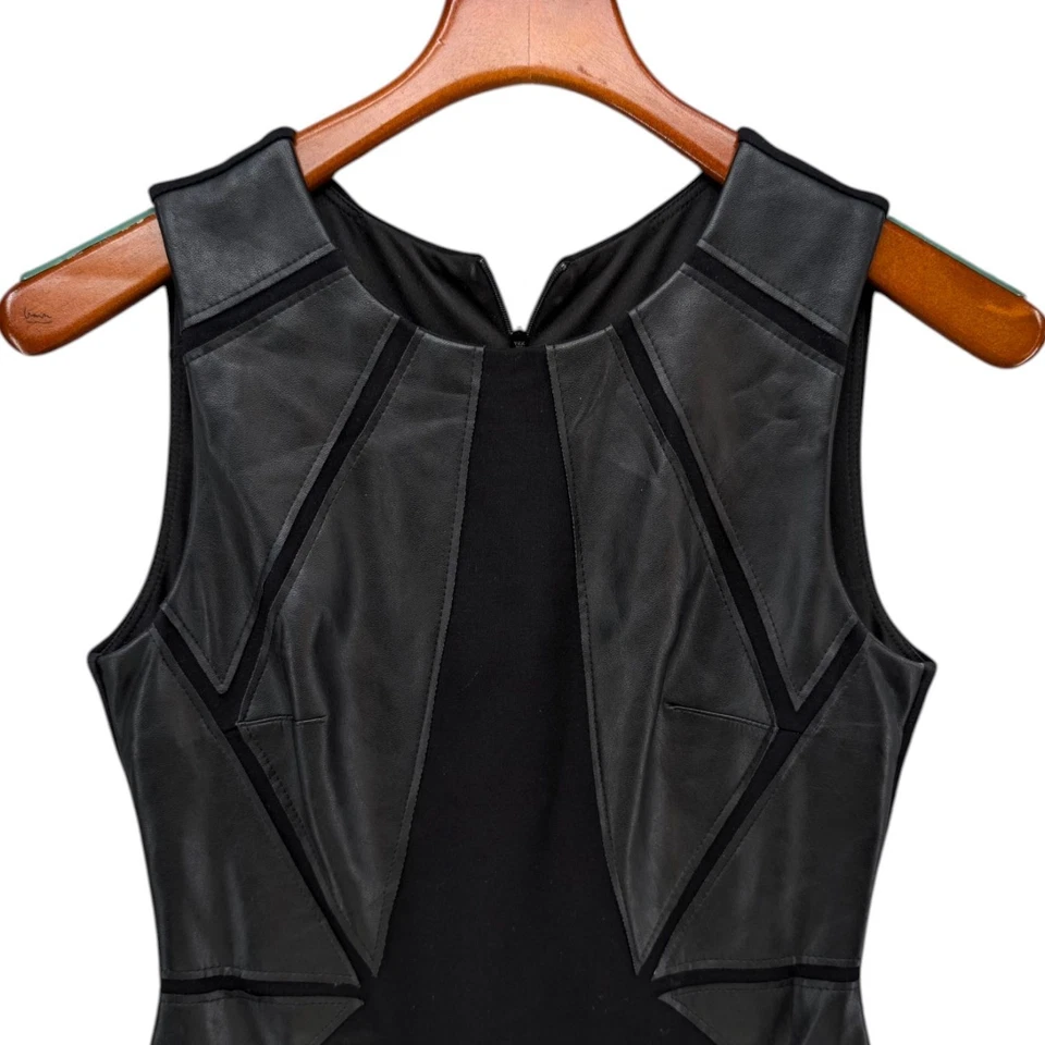 Vestido Bailey 44 Word Pyramid Bodycon Negro Sin Mangas Imitación Cuero Detalle Talla S Foto 3 de 4