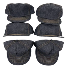 Vintage Blank Trucker Hat Cap Lot Black Denim Jean Snapback 90s Deadstock Otto