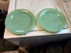 2 Fire King 9 "  Dinner Plates Oven Jadeite Jade Restaurant Ware In Good Shape
