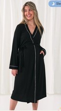 Little Sleepies Women’s Bamboo Black Robe Loungewear Postpartum Sz Small