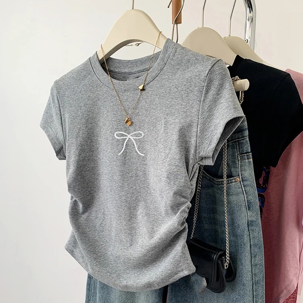 ALTRA T shirt donna estiva look elegante dal design a fiocchi alla moda con comfort