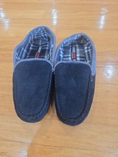 32 Degrees Heatcore moccasin slippers black faux suede Slippers Sz. 8-9 U.S.