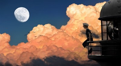 Anime sky moon clouds Custom Gaming Mat Desk