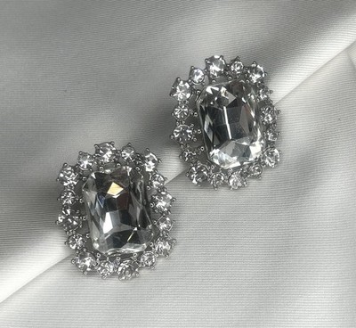 Neu LOVISA Vintage - inspirierte Statement Ohrringe Ohrstecker Smaragd - geschliffene Kristalle