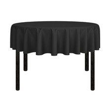 70" Round Wedding Banquet Polyester Fabric Tablecloth - Black